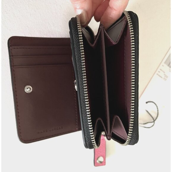 New Marc Jacobs Bold SLG Mini Compact Bifold Wallet Pebble Leather Petal Pink - Picture 2 of 5